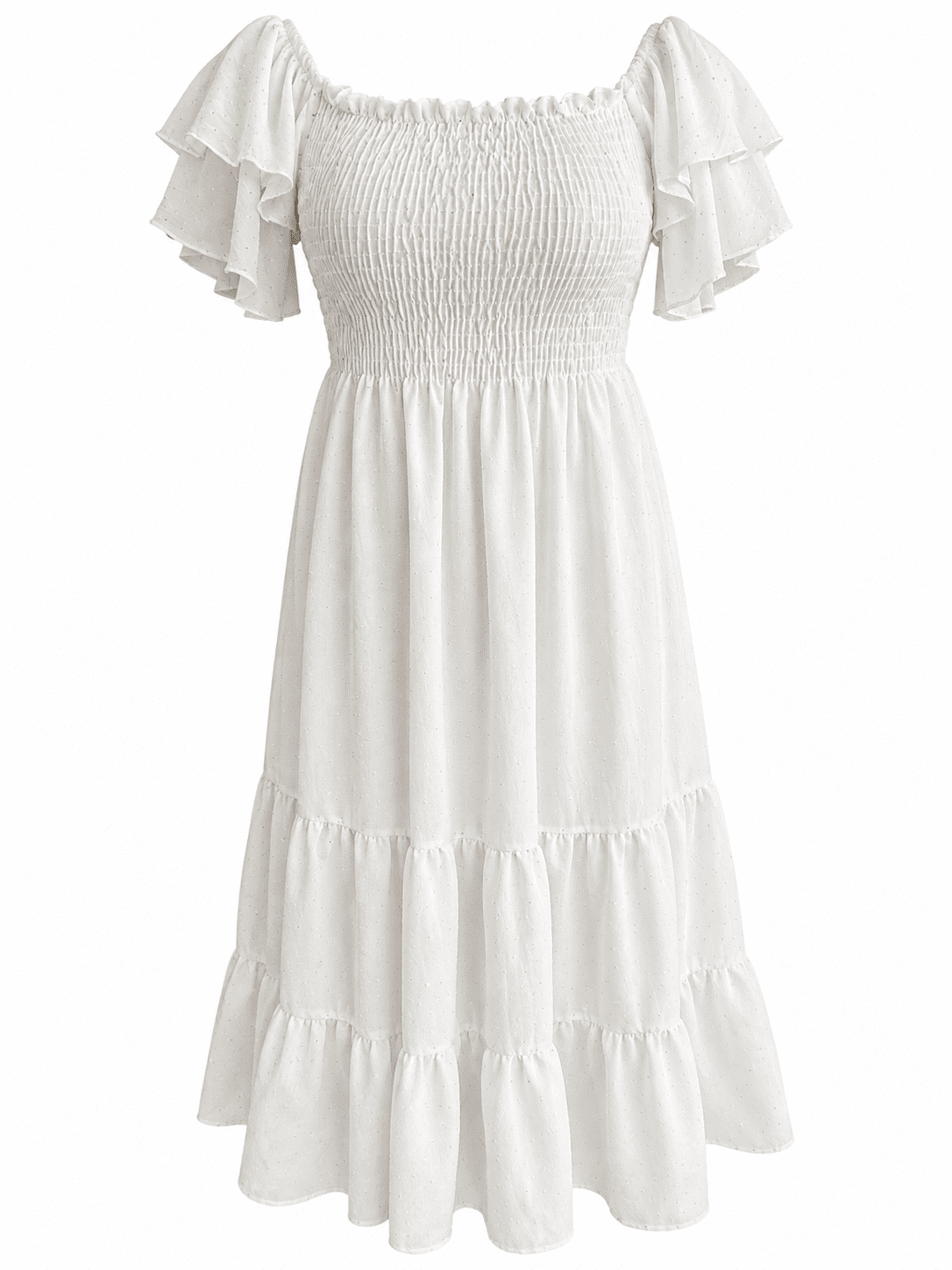 Vestido Midi para Dama con Escote Cuadrado y Manga Volante - Imagen 4