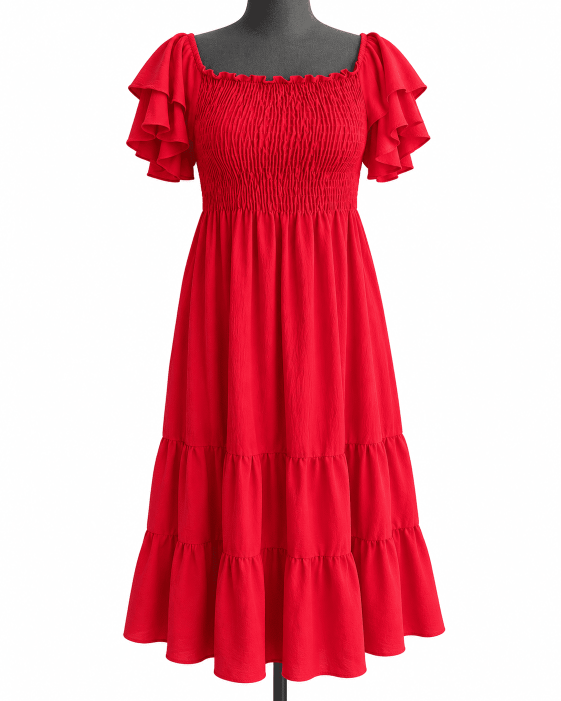 Vestido Midi para Dama con Escote Cuadrado y Manga Volante - Imagen 2