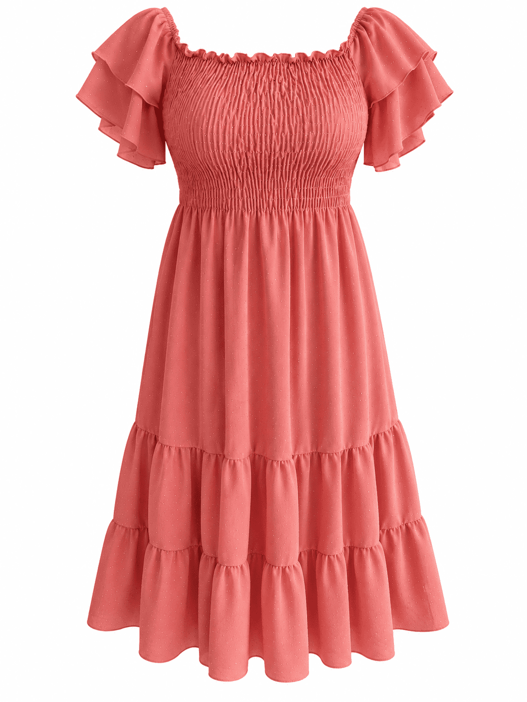 Vestido Midi para Dama con Escote Cuadrado y Manga Volante - Imagen 3