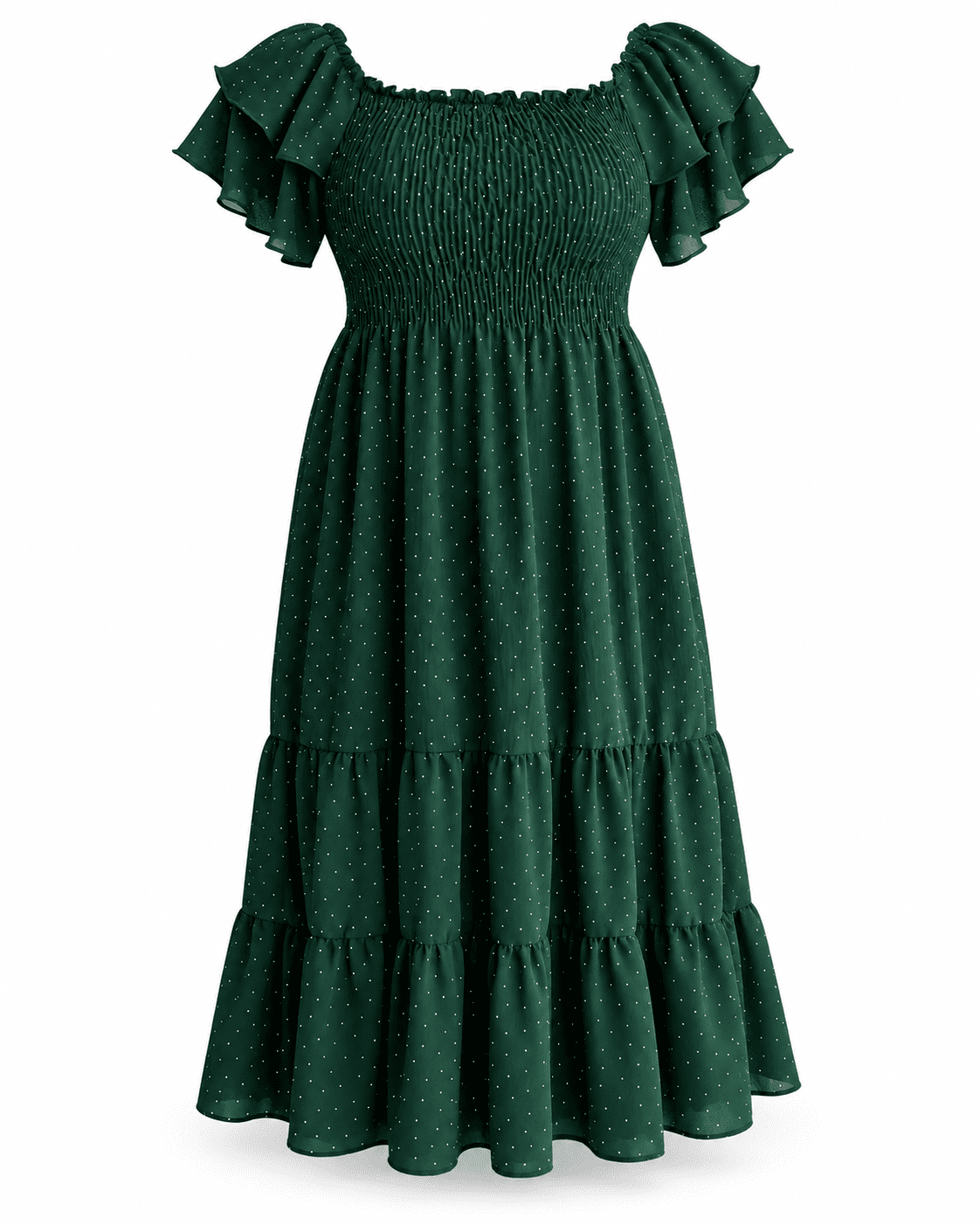 Vestido Midi para Dama con Escote Cuadrado y Manga Volante - Imagen 5